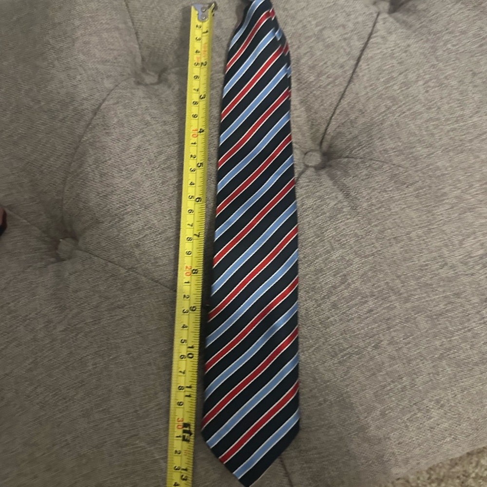 Striped Boy’s Tie - Red, Blue, and White Clip On